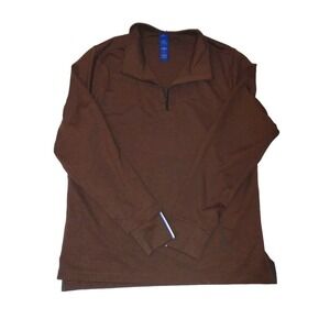 Kit and Ace Mens Brown Quarter Zip Sweater Size Large Acrylic Modal Blend Casual